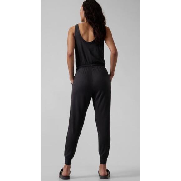 Athleta Balance Jogger Jumpsuit Black Large Tall Casual Comfy Sporty Lounge - Picture 2 of 13